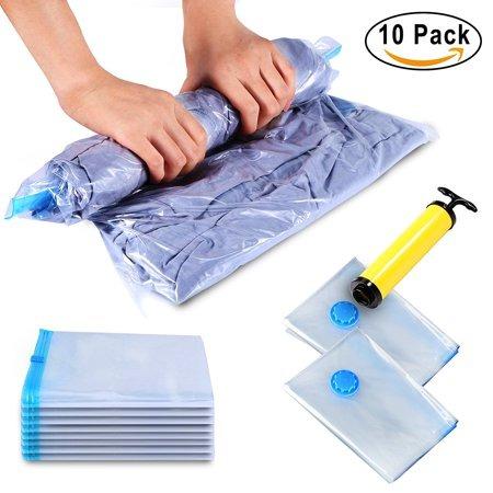 hibag space saver bags 20 pack vacuum storage bags 6 medium 5 large 5  jumbo 2 small 2 roll up bags with hand pump for bedding comforter  pillows towel blanket clothes  Walmartcom